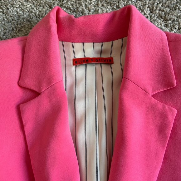 Alice + Olivia Womens Small Hot Pink Single-Button Denny Boyfriend Blazer - Picture 4 of 12